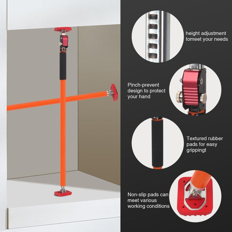 MOETER Adjustable Support Pole, Quick Telescopic Support Rod, Third Hand Tool Supports up to 154 lbs Construction Tools for Ceiling, Cabinet Jacks, Cargo Bars Drywalls (2Pack 35~63INCH) - Image 3